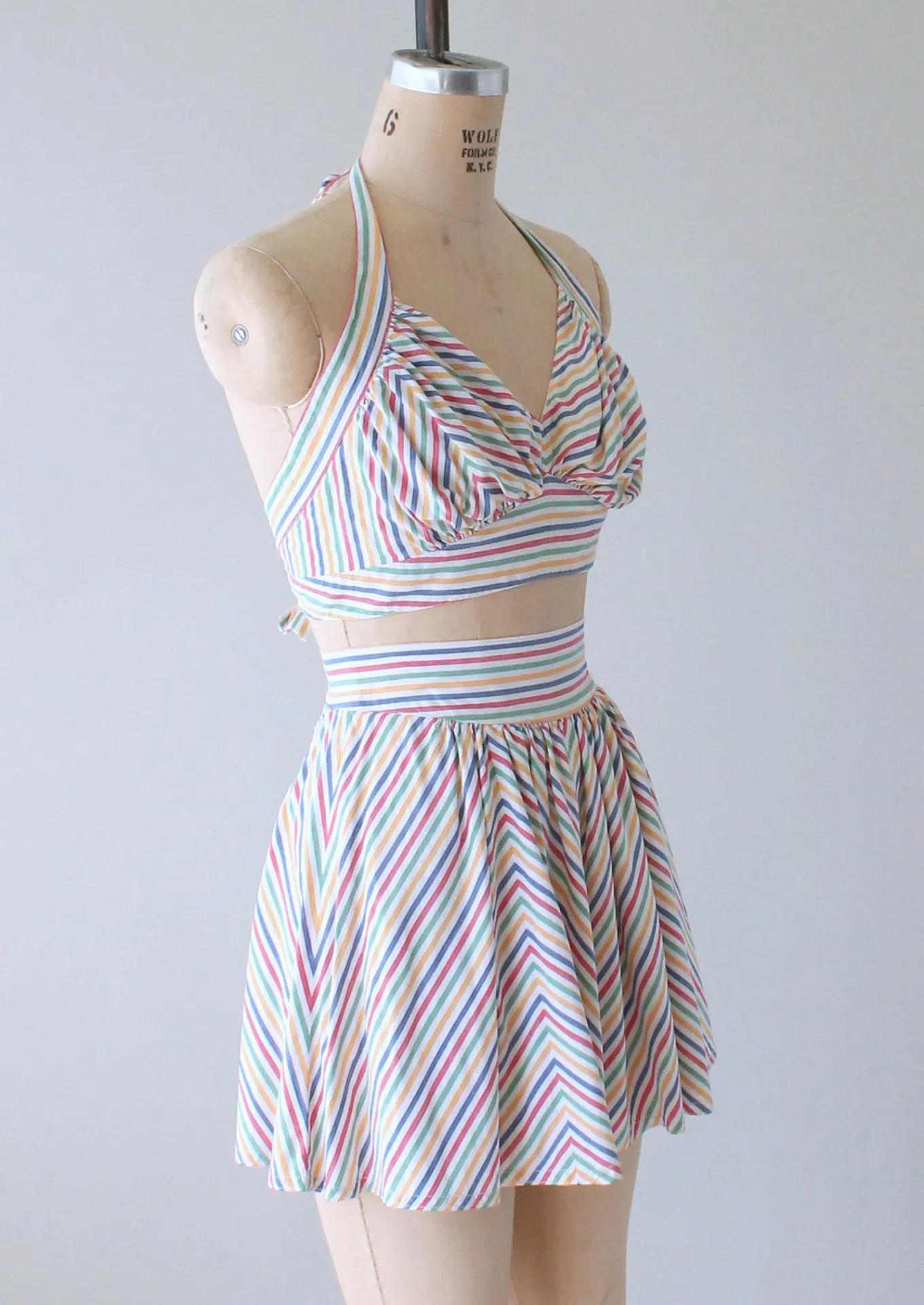 Vintage 1940s Rainbow Striped Two Piece Playsuit