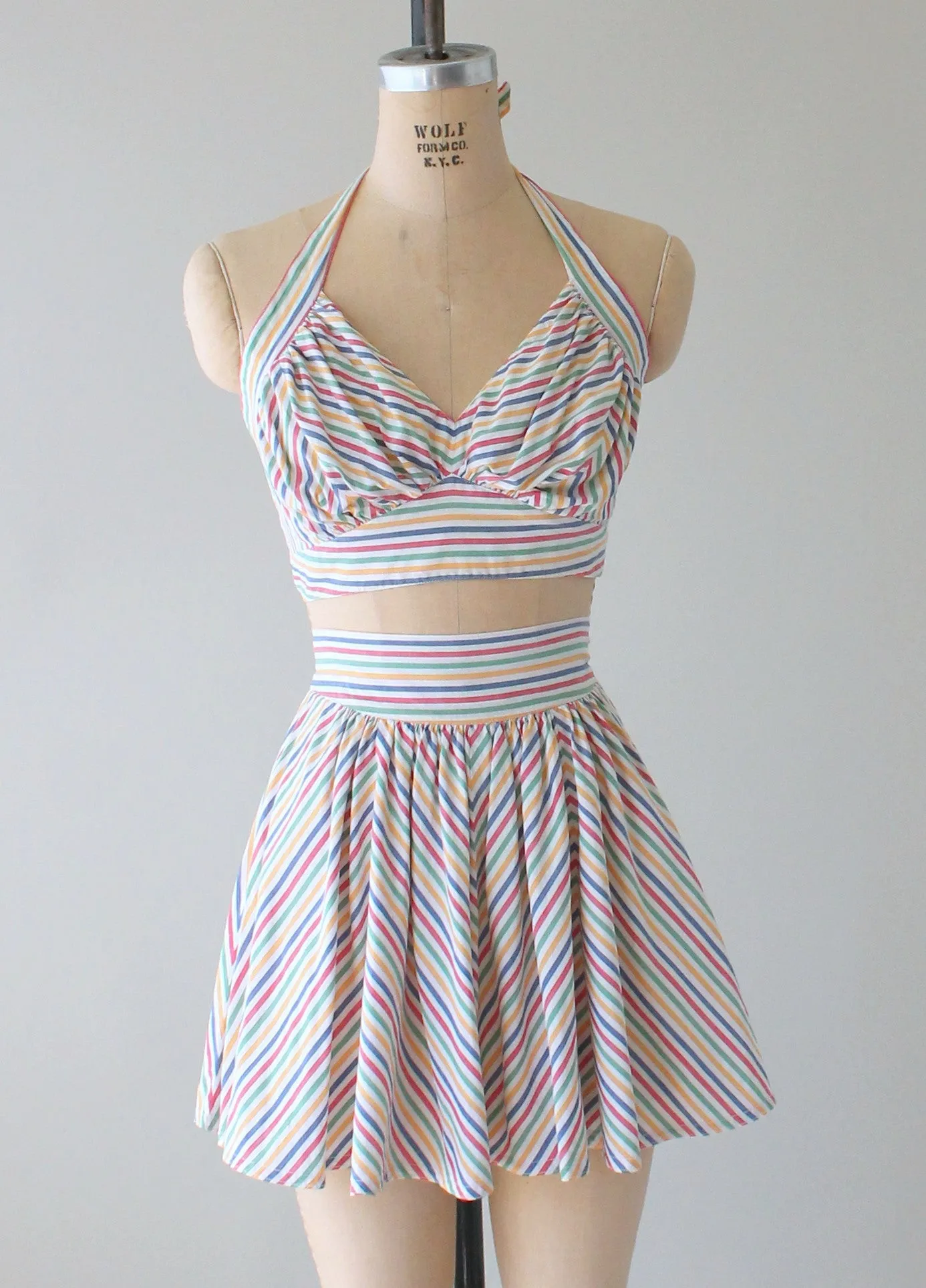 Vintage 1940s Rainbow Striped Two Piece Playsuit