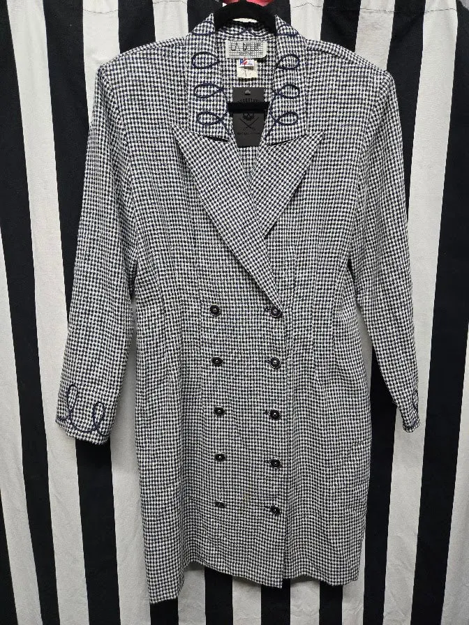 Vintage 80s Gingham Double Breasted Suit Dress