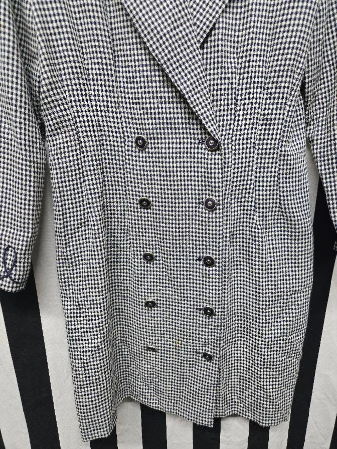 Vintage 80s Gingham Double Breasted Suit Dress