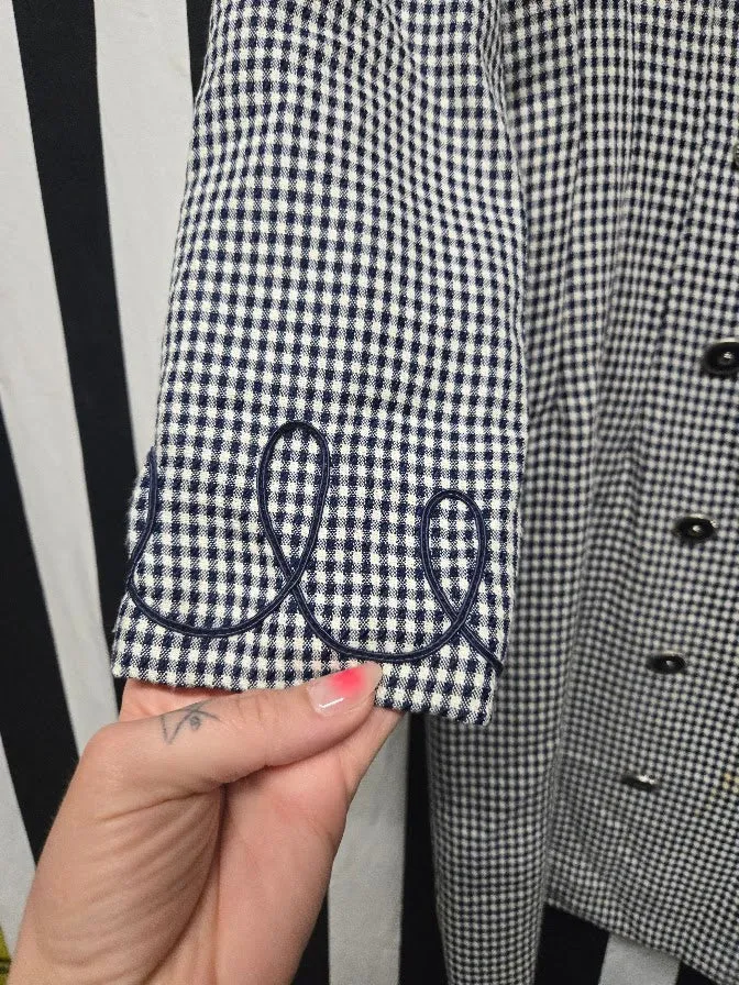 Vintage 80s Gingham Double Breasted Suit Dress