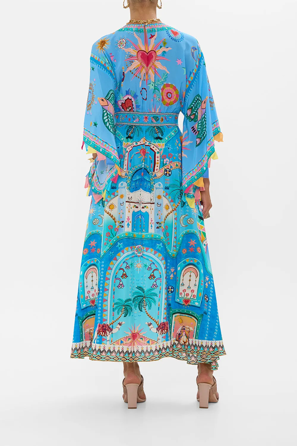 WAISTED DRESS WITH KIMONO SLEEVE A PAINTED VILLAGE