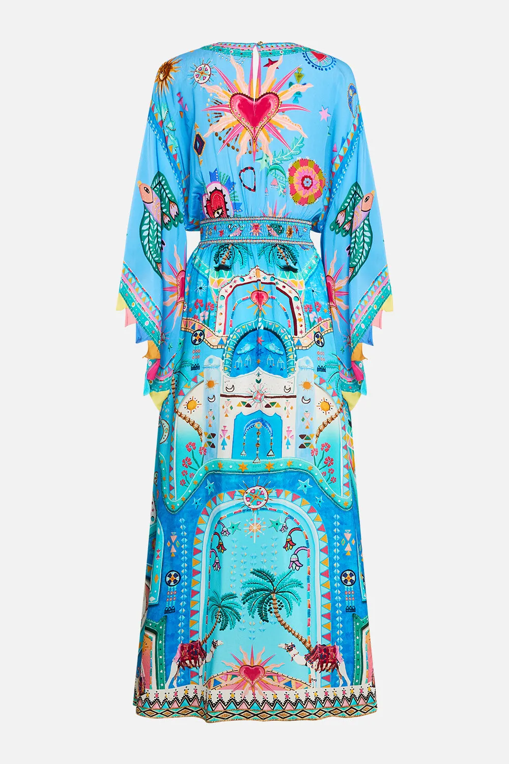 WAISTED DRESS WITH KIMONO SLEEVE A PAINTED VILLAGE