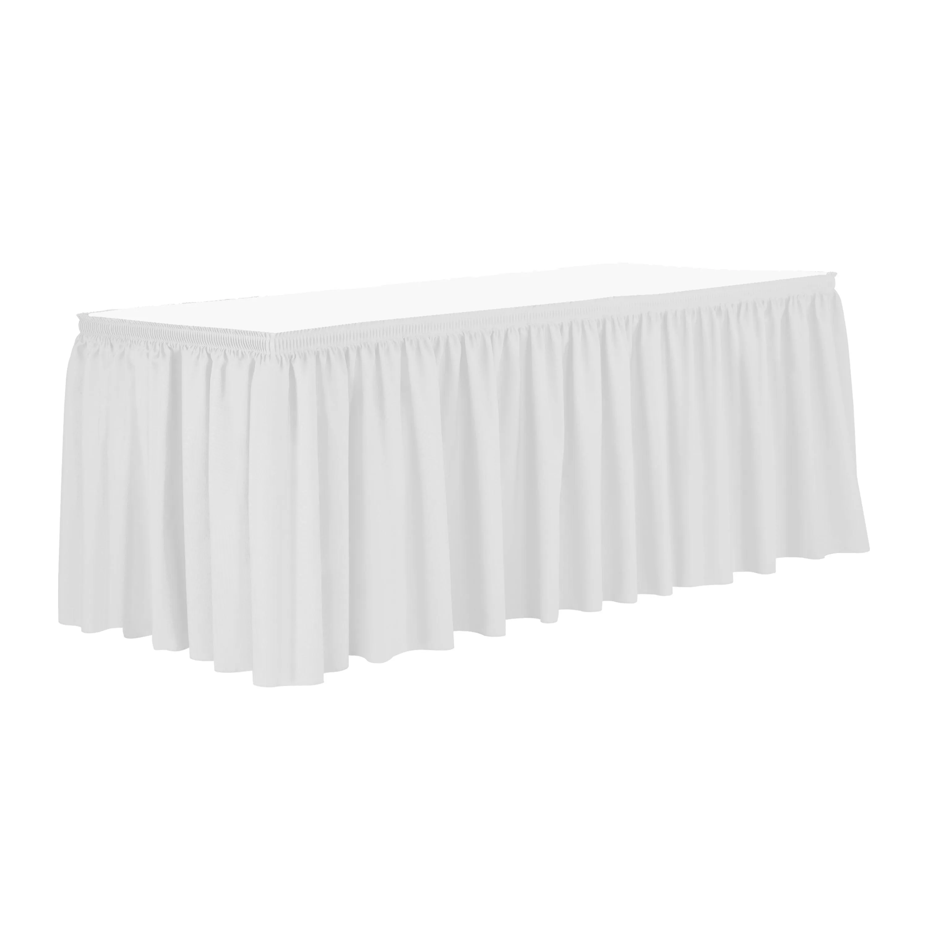 White 14' x 29" Poly Premier Table Skirt Shirred Pleat