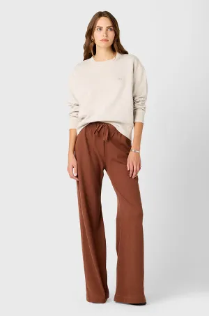 WIDE LEG PANT IN CHESTNUT COTTON TWILL