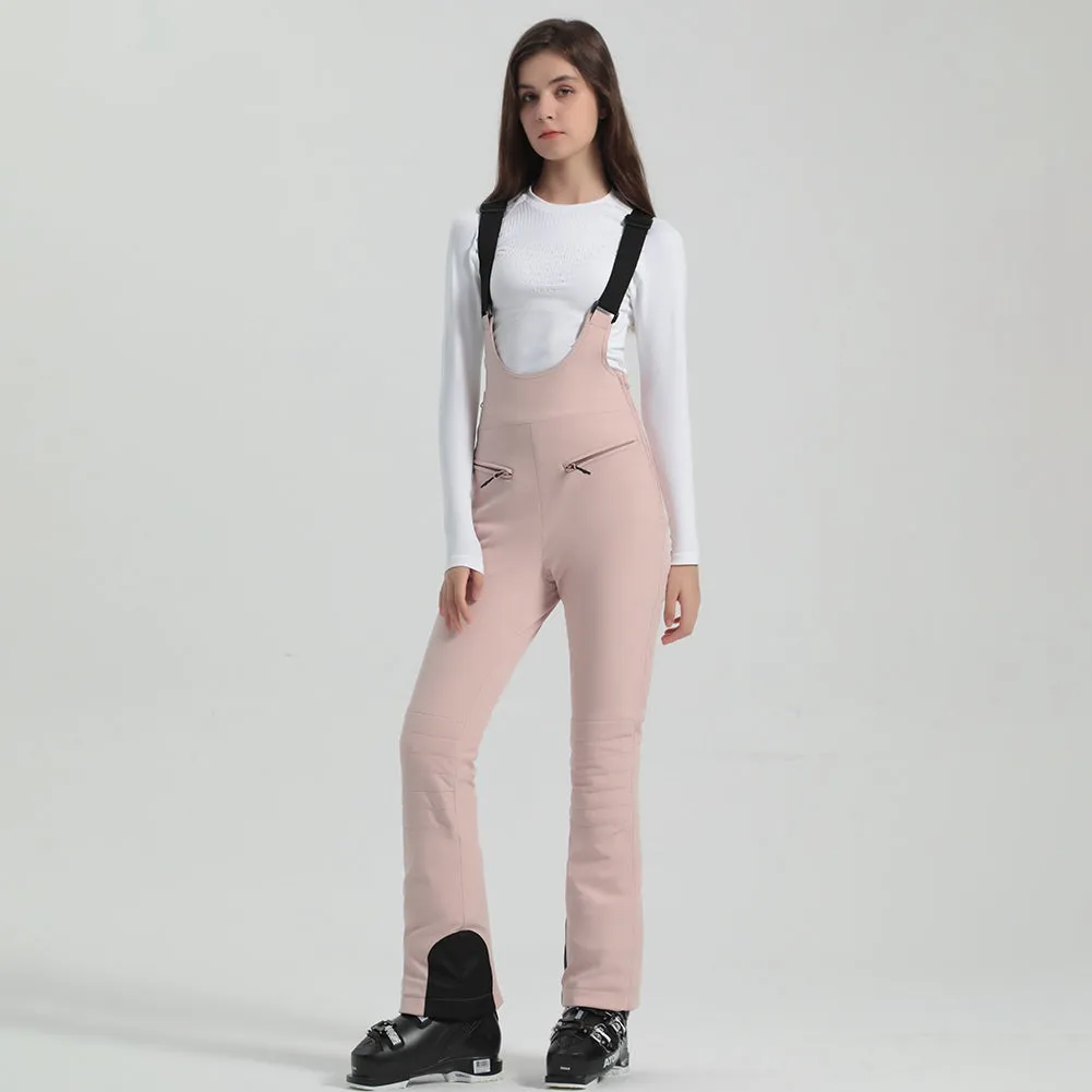 Women Ski Bib Pants Slim Salopette Snow Overalls