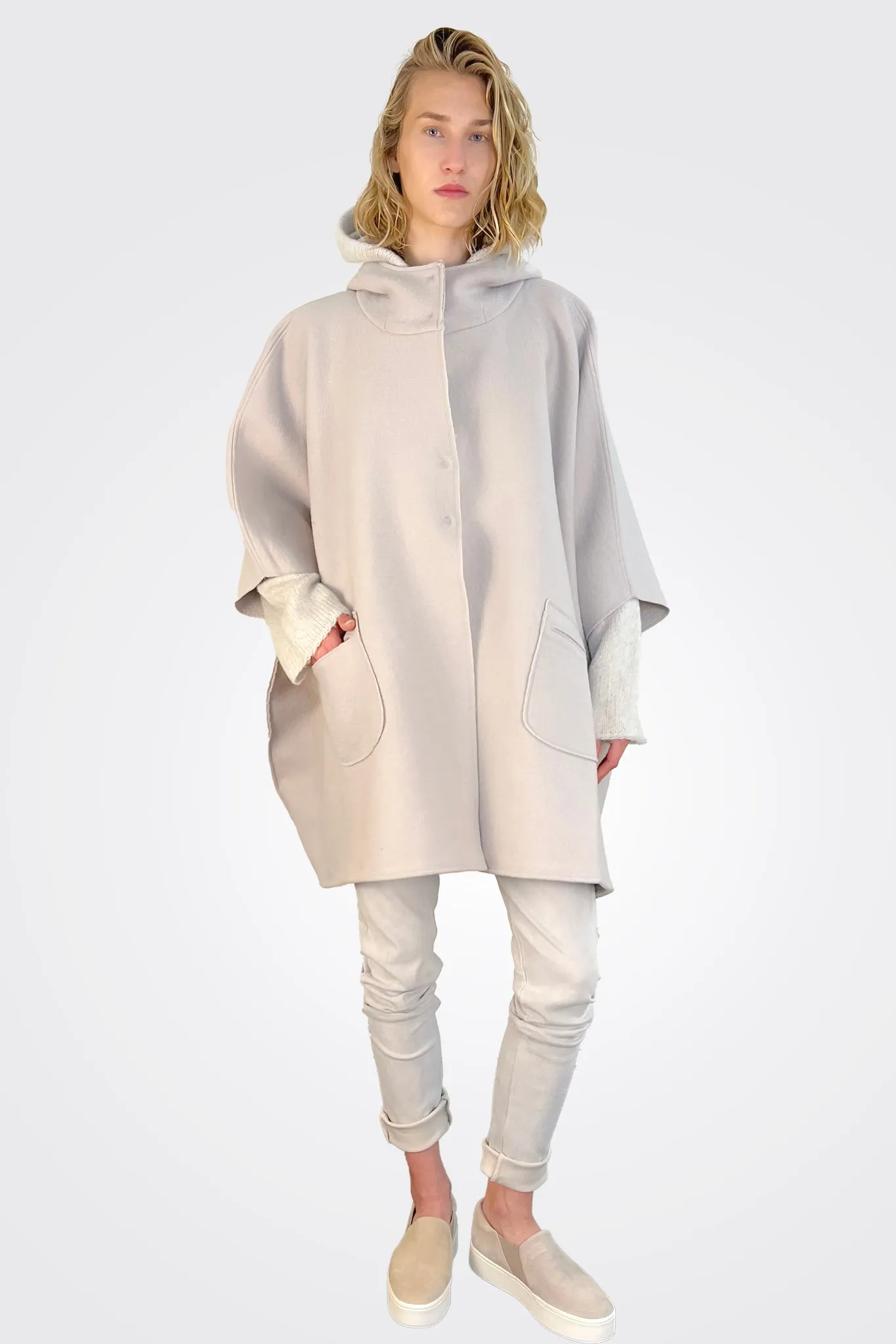 Wool Poncho - Chalk