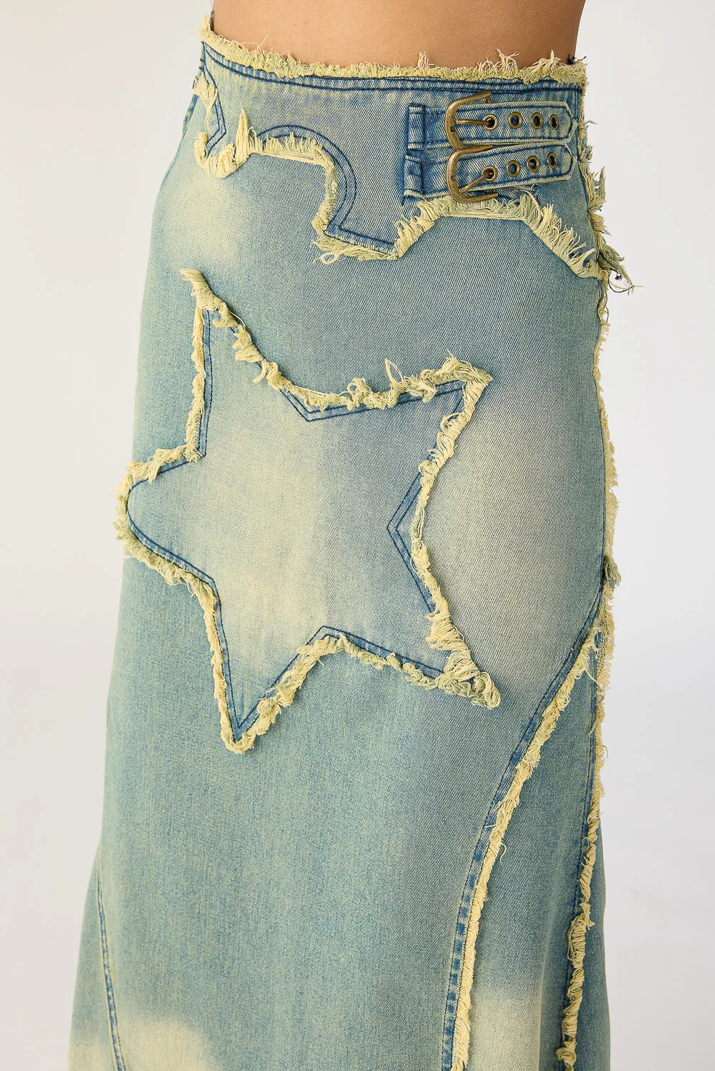 Yellow Tinted Stone Blue Maxi Skirt